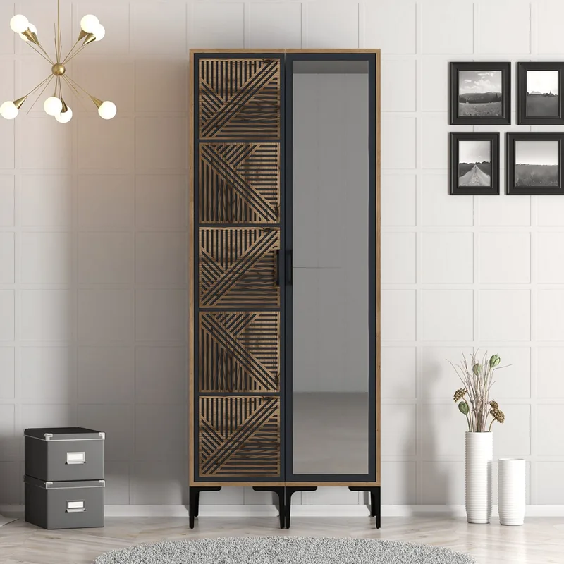 Ντουλάπα Ρούχων Kumsal Pr - Walnut, Anthracite 845Hct5419 (80x201,4x47,5 cm)