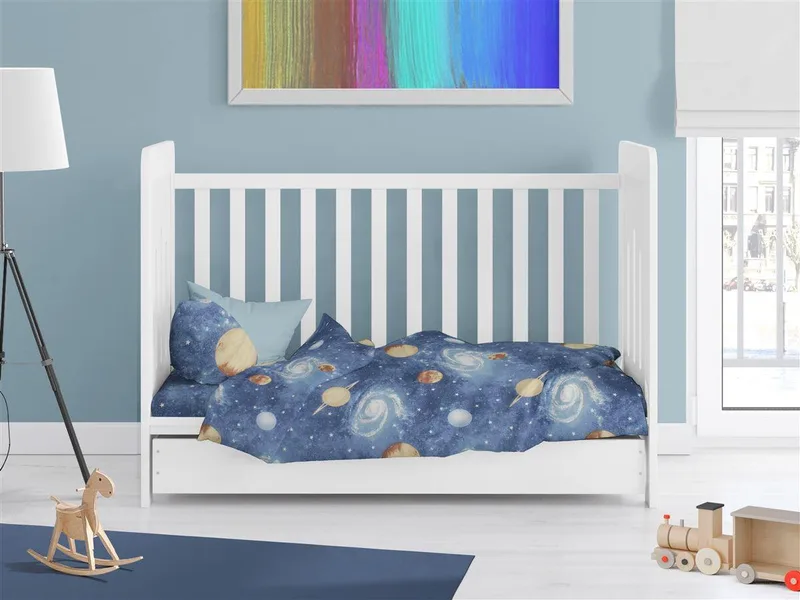 Παπλωματοθήκη Εμπριμέ bebe Milky Way 185 120x160 Blue