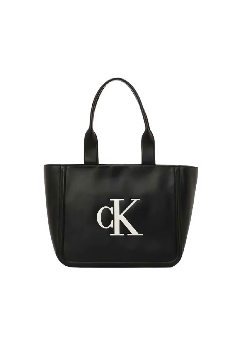 Calvin Klein Jeans γυναικεία τσάντα tote μονόχρωμη με ανάγλυφο λογότυπο - LV04F3218G Ασπρόμαυρο