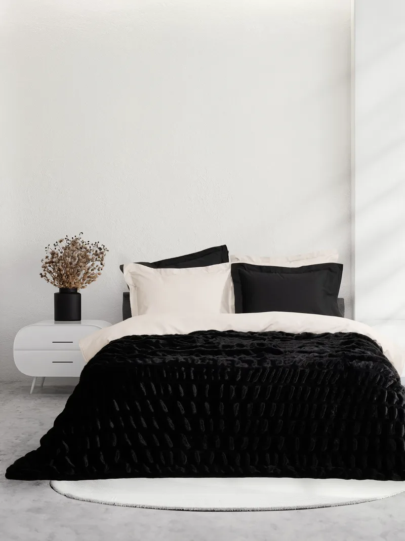 Κουβέρτα Υπέρδιπλη Nima Mossy Black 220x240