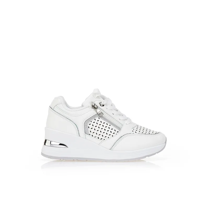 Sneakers δερματίνη με διάτρητο σχέδιο ΛΕΥΚΟ