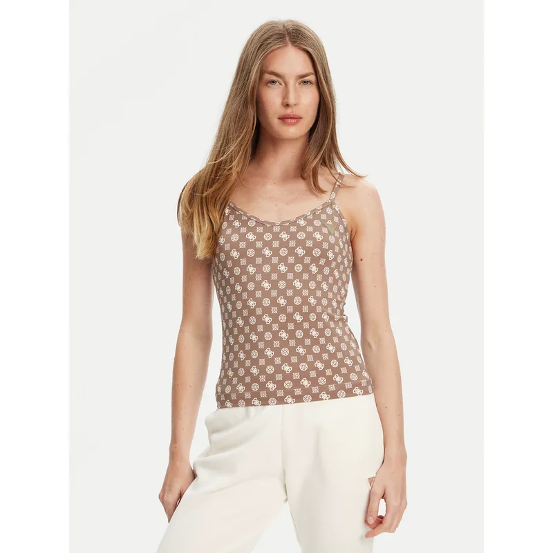 Guess Τοπ V5YP11 MC03W Καφέ Slim Fit