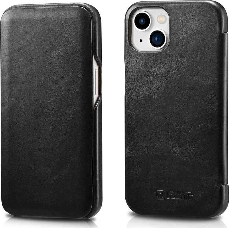 iCarer Vintage Series Curved Edge - Δερμάτινη Θήκη Apple iPhone 13 - Black (RIX1302-BK)