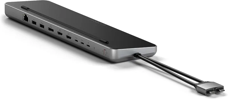 Satechi USB-C Dual Dock Stand - Docking Station με 3 x Type-C / 2 x HDMI 4K 60Hz / 1 x DisplayPort / 2 x USB-A / 1 x Ethernet / 1 x SSD Θήκη για M.2 SATA / NVMe (ST-DDSM)