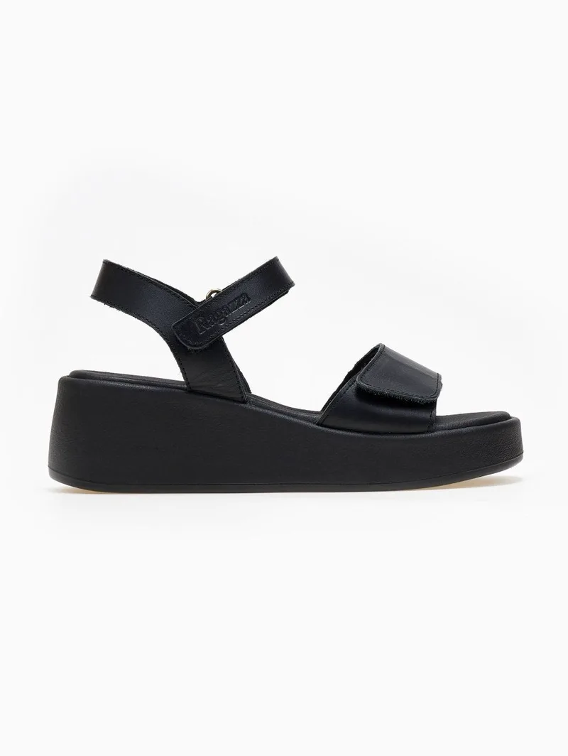 RAGAZZA Leather Wedge Sandals - 1129 - Black