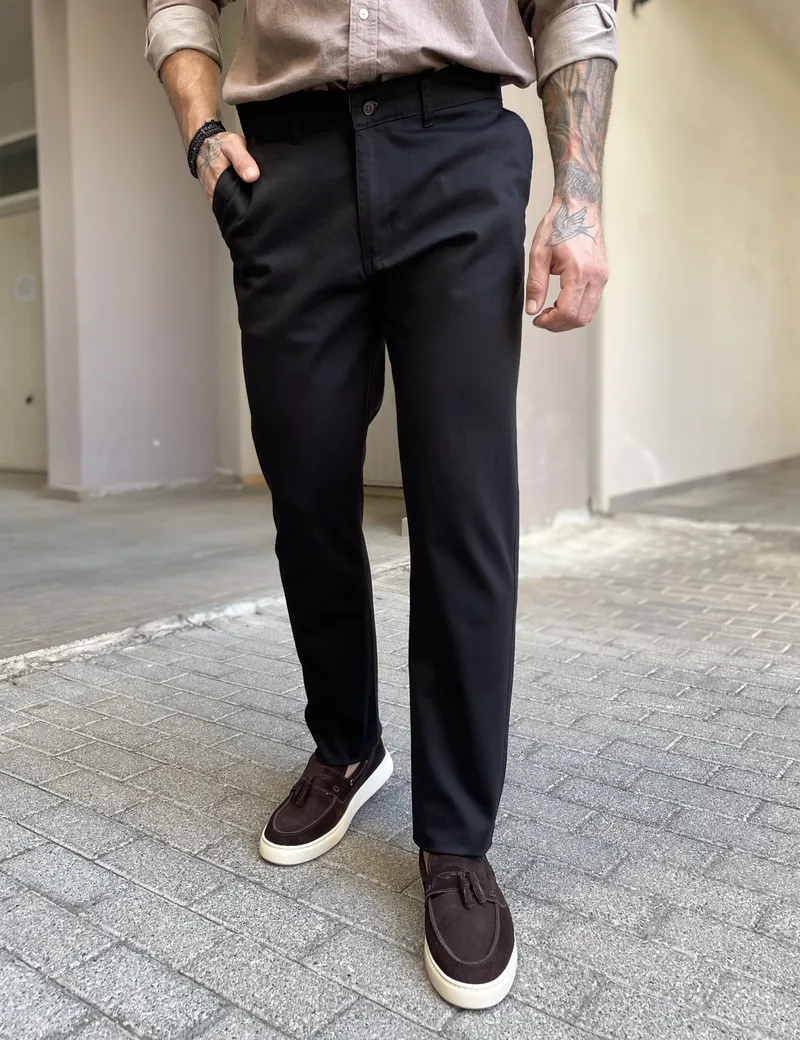 Dynamo ανδρικό μαύρο παντελόνι υφασμάτινο Chinos D1316