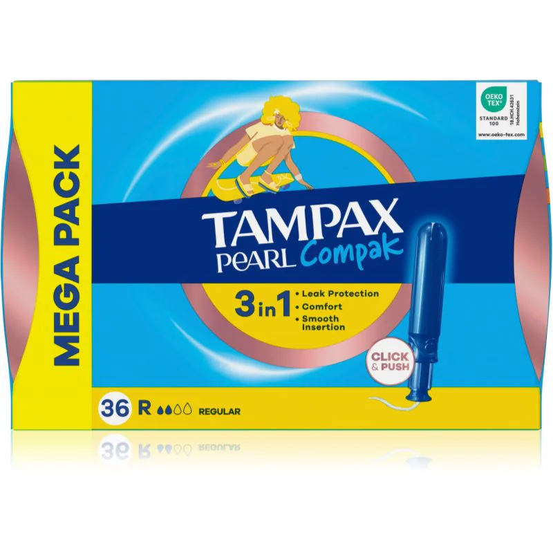Tampax Pearl Compak Regular ταμπόν με εφαρμοστή 36 τμχ