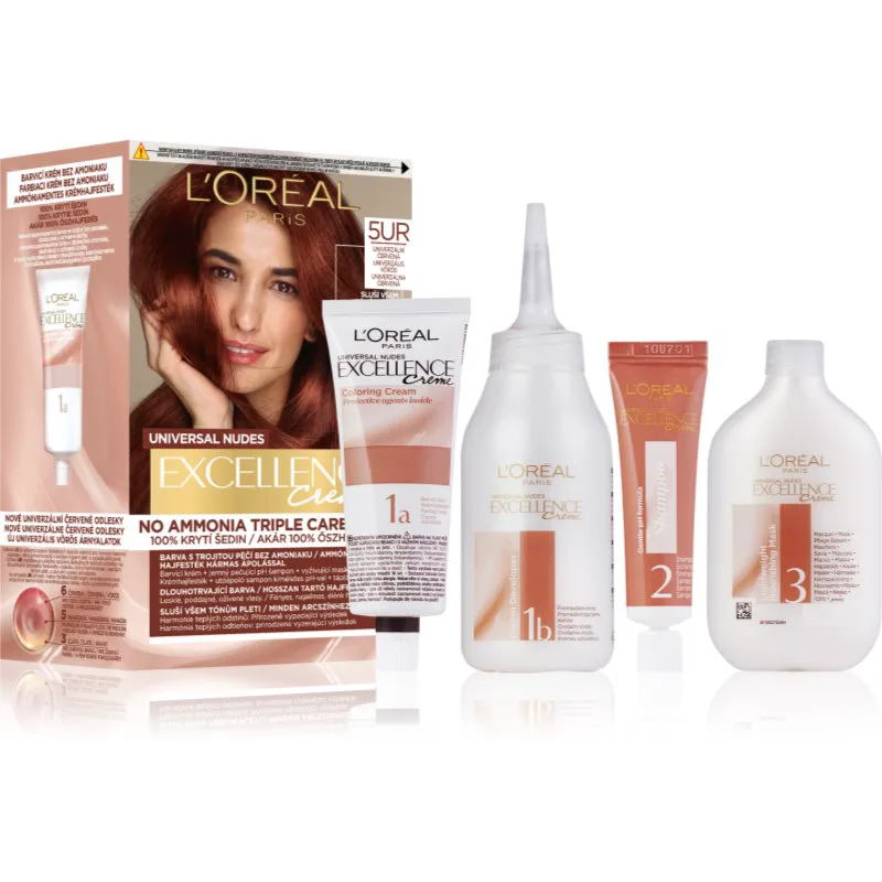 L’Oréal Paris Excellence Universal Nudes μόνιμη βαφή μαλλιών απόχρωση 5UR Universal Red 1 τμχ