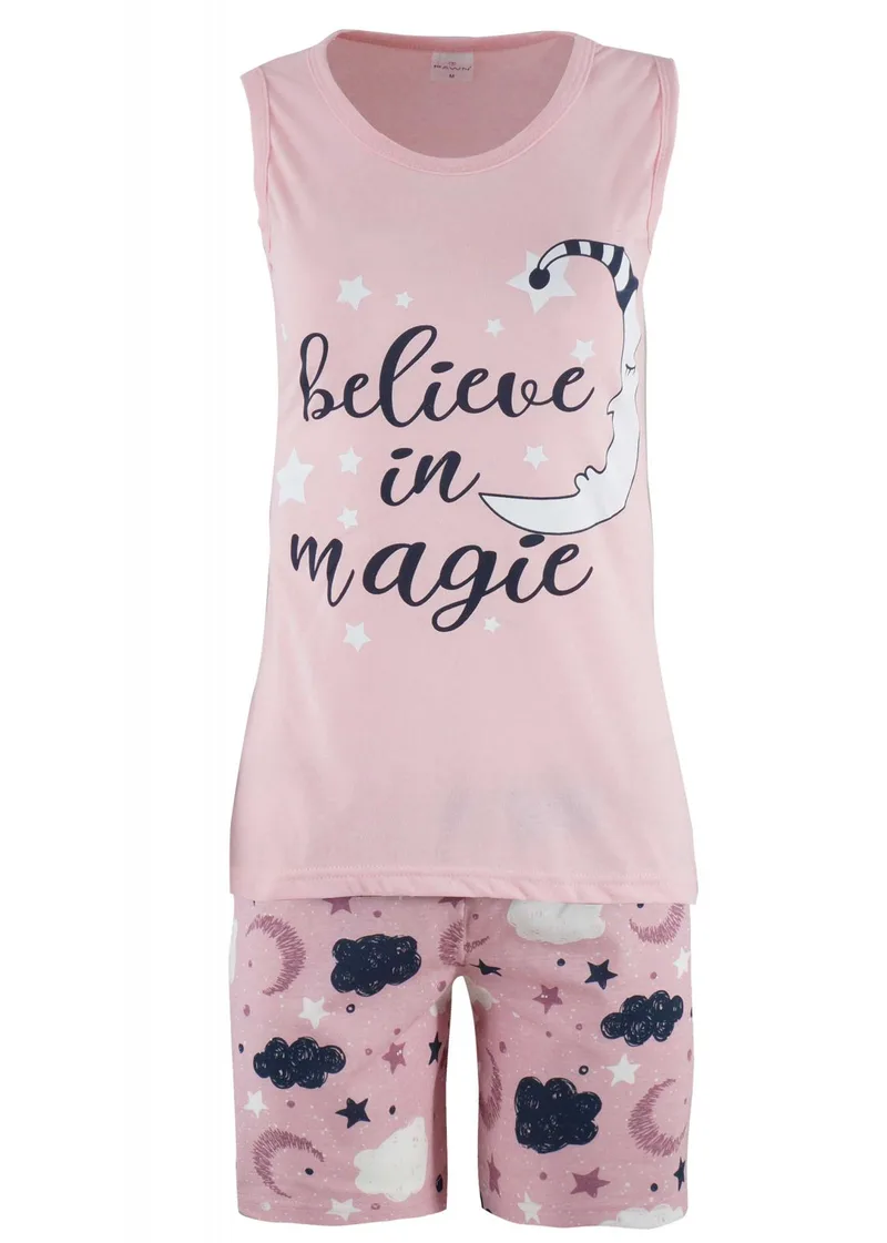 Γυναικείο baby-doll Fawn στάμπα Believe in magie. ΡΟΖ
