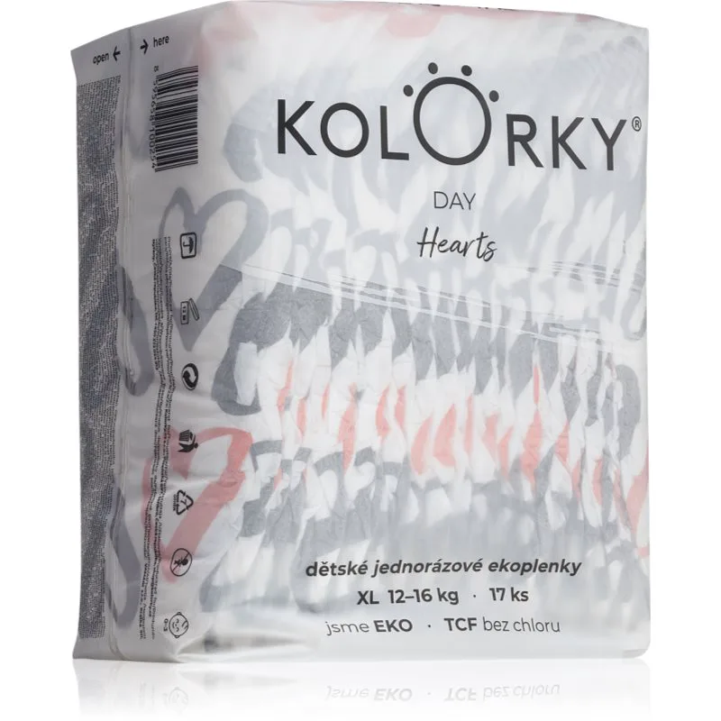Kolorky Day Hearts πάνες μιας χρήσης ECO μέγεθος XL 12-16 Kg 17 τμχ