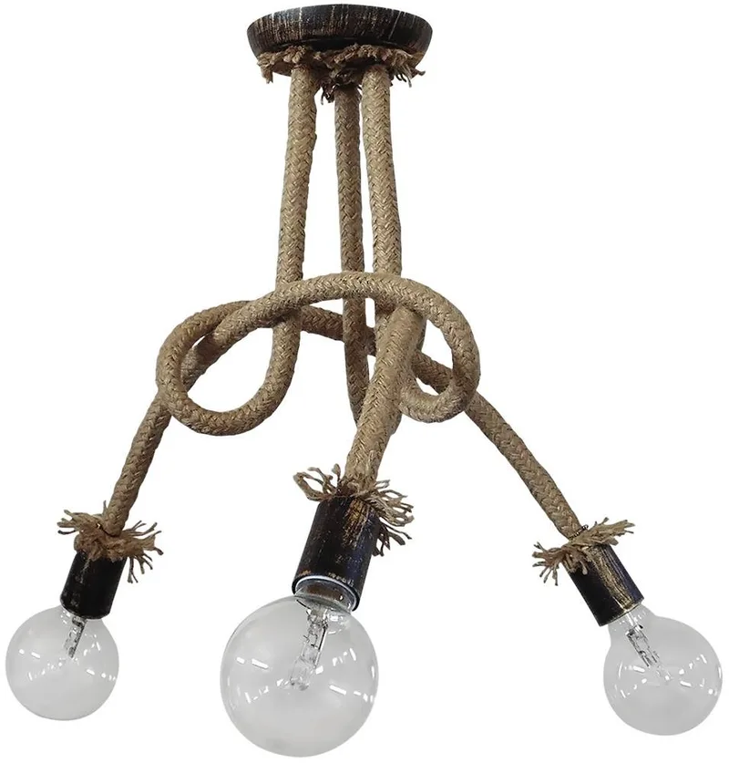 ΦΩΤΙΣΤΙΚΟ ΟΡΟΦΗΣ HERONIA LIGHTING PLEX 3/L ROPE ΣΧΟΙΝΙ/ΜΕΤΑΛΛΟ ΜΠΕΖ/BRONZE 50X30CM