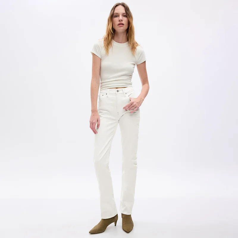 Τζιν GAP 90S Straight High Rise New Off White W27