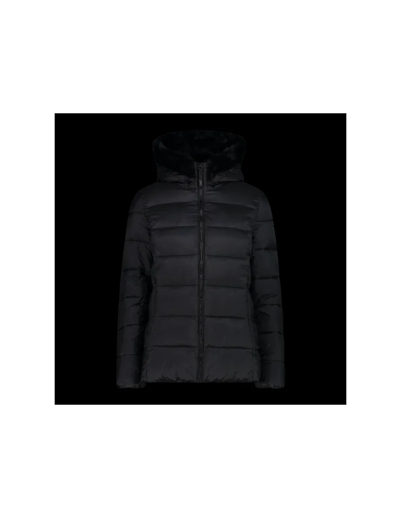 CMP women's winter jacket with hood sports insulated black 34K0036FU901