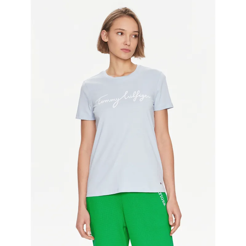 Tommy Hilfiger T-Shirt Signature WW0WW41674 Γαλάζιο Regular Fit