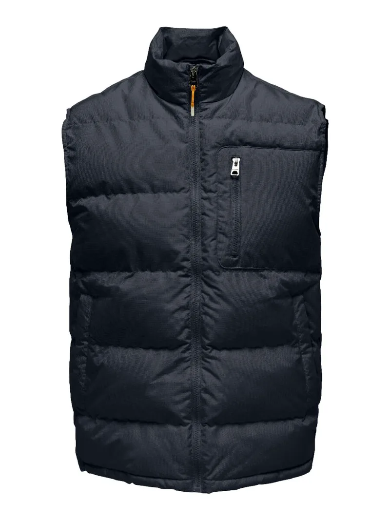 Only and Sons Jack Ανδρικό Quilted Αμάνικο Vest 22024229 Σκούρο Μπλέ