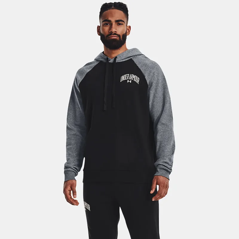 UA RIVAL FLEECE WORDMARK COLORBLOCK HOODIE ΜΑΥΡΟ
