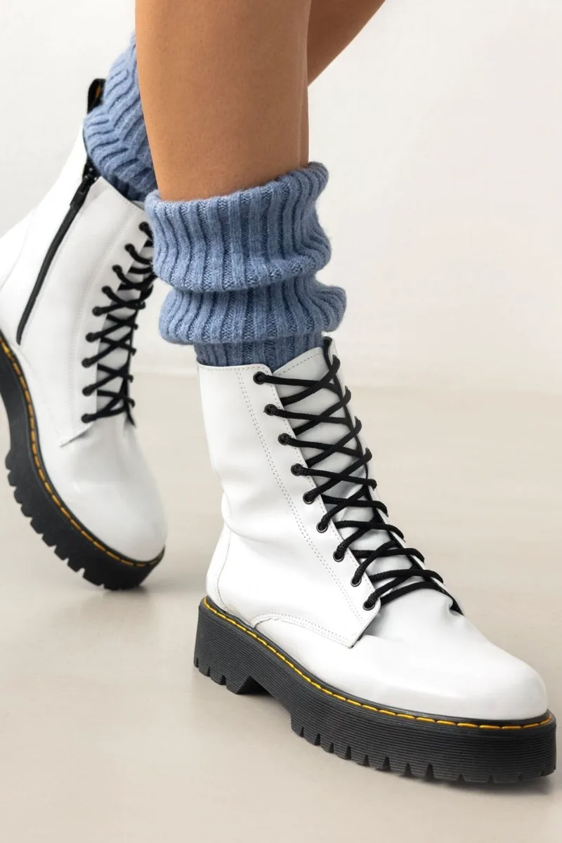 Estil Patent Combat Boots High Sole - GR-2 ΛΟΥΣΤΡΙΝΙ - White