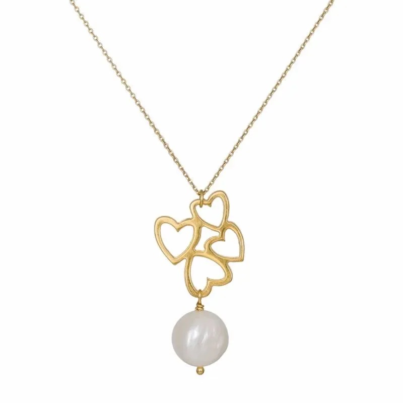Γυναικείο κολιέ 925 Hearts with Pearl 035096 035096 Ασήμι