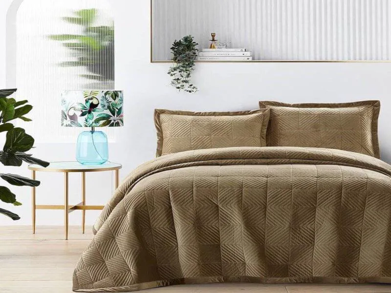 Κουβερλί Υπέρδιπλο Coffee Luxury Velvet Γαρύφαλλο 220x240