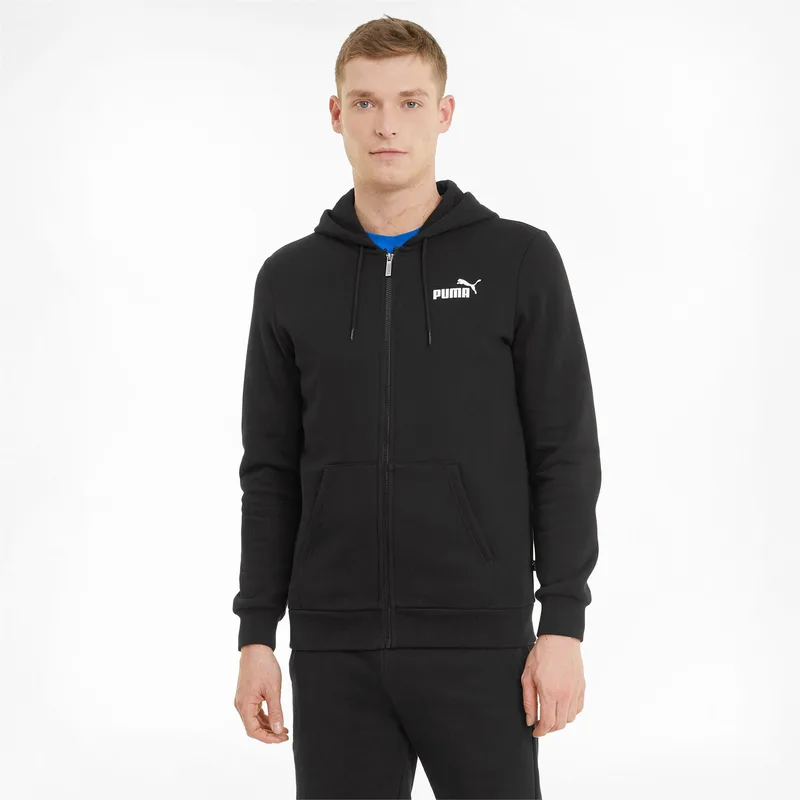 ESSENTIALS FULL-ZIP SMALL LOGO HOODIE ΜΑΥΡΟ