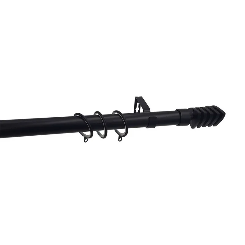 Κουρτινόξυλο Φ28mm Μονό Επεκτεινόμενο 160-300cm Με Άκρα Grace Black Mat 599298