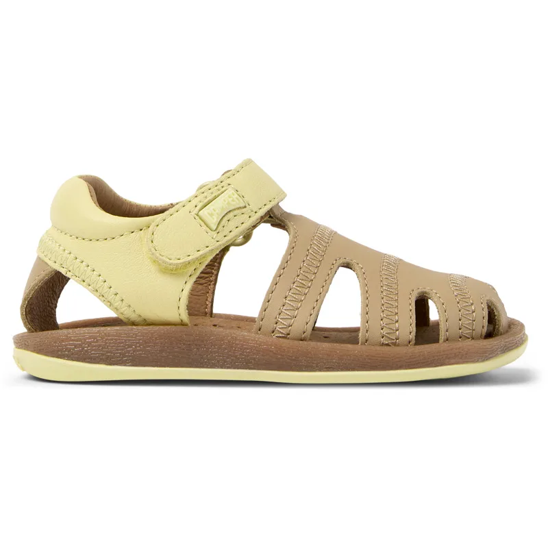 CAMPER Twins - Πέδιλα Για Firstwalkers - Μπεζ,Κίτρινο,Πράσινο, Μέγεθος 21, Smooth leather