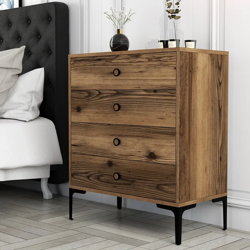 Συρταριέρα Lizbon 539 - Walnut 845Hct1204 76x90,7x40 cm