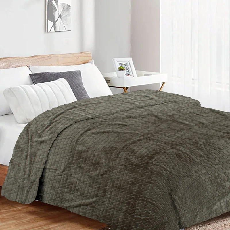 Κουβέρτα Fleece Υπέρδιπλη 220x240 Dimcol Brick 07 Olive