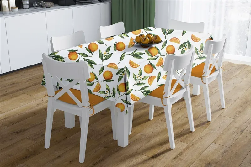 Καρέ Αλέκιαστο Dimcol Oranges 474 90x90 White-Πορτοκαλί