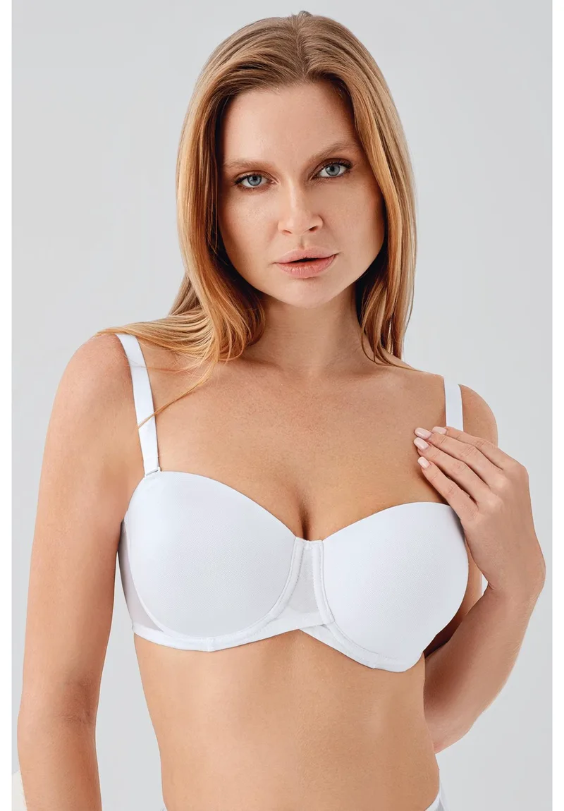 Γυναικείο Strapless Σουτιέν NEW BRA Basic D Cup Χωρίς Ενίσχυση Λευκό NB7057-4-Λευκό