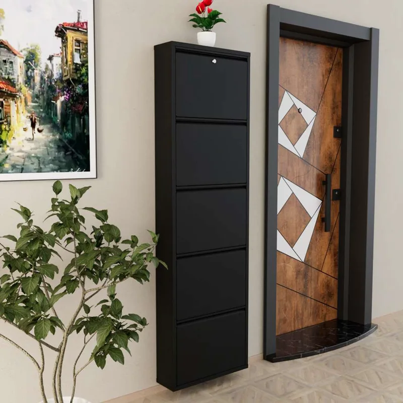Παπουτσοθήκη Locking 5 Piece Metal - Black 159Orn1118 (50x169x15 cm)