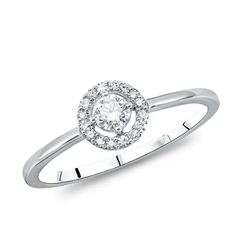 Diamond Group Μονόπετρο Δαχτυλίδι με Διαμάντια Brilliant από Λευκό Χρυσό 18 Καρατίων DDX482