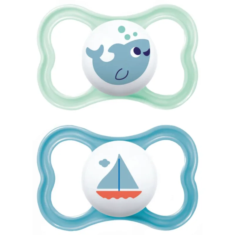 Mam Air Silicone Soother 16m+ Ορθοδοντικές Πιπίλες Σιλικόνης με Θήκη Μεταφοράς 2 Τεμάχια, Κωδ 275SBc - Τιρκουάζ / Μπλέ