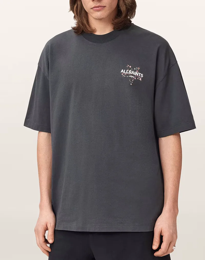 ALL SAINTS PENTACLE SS CREW M034PE-WASHED BLACK DarkSlateGrey