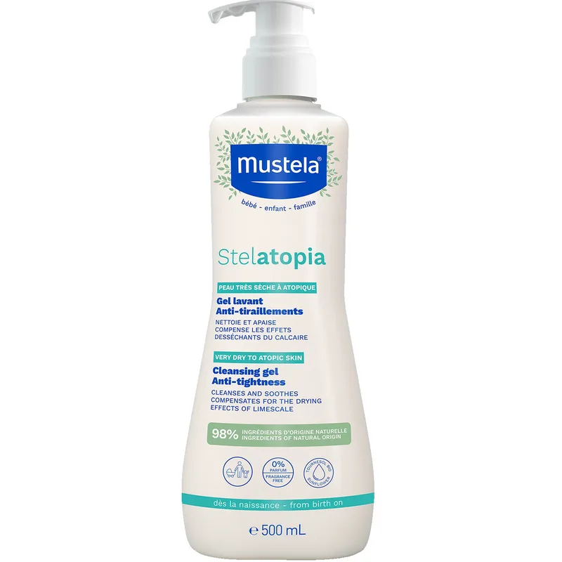Mustela Stelatopia Cleansing Gel Βρεφικό Αφροντούς για Σώμα & Μαλλιά με Καταπραϋντικές Ιδιότητες για την Ξηρή με Τάση Ατοπίας Επιδερμίδα, με Αντλία 500ml