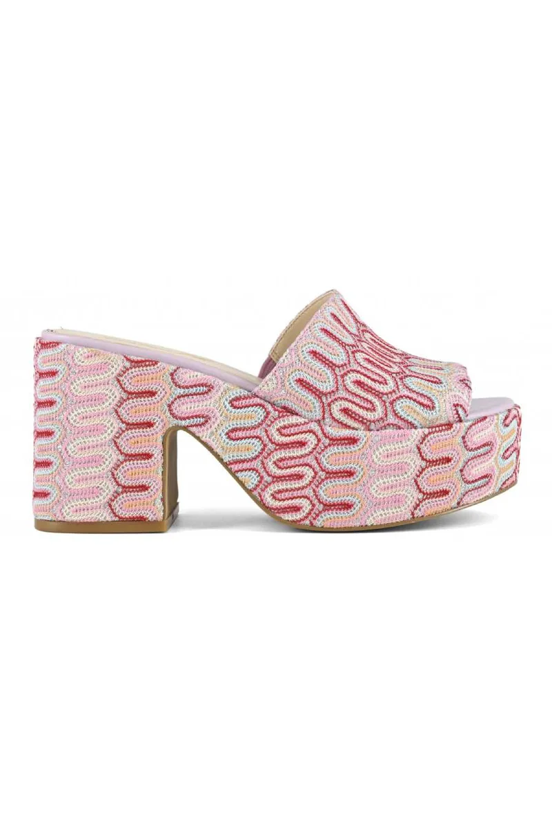 COLORS OF CALIFORNIA Mules PLATFORM SANDAL - Glitter ροζ-HC.MAIA01