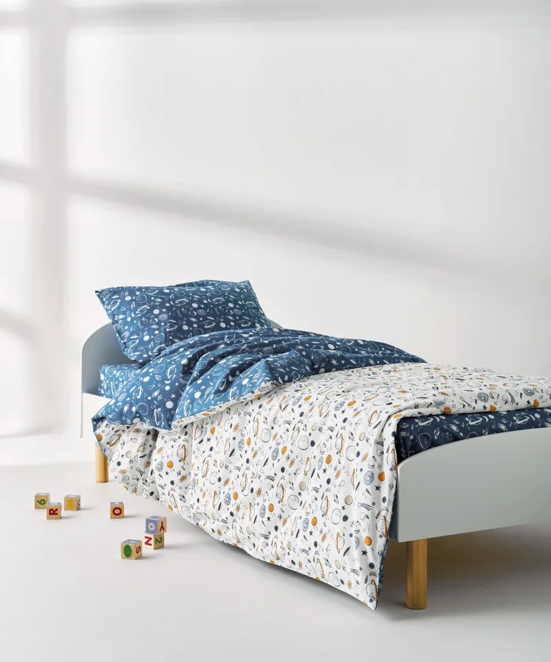Σετ Παιδικά Σεντόνια Μονά 3 Τεμαχίων Kentia Garnet White-Blue 160x245