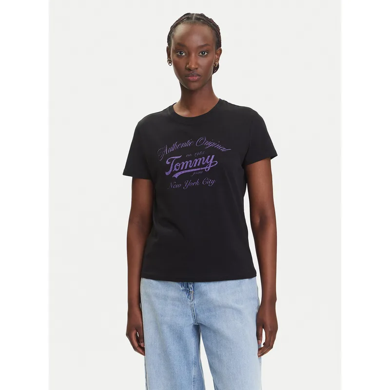 Tommy Jeans T-Shirt Essential DW0DW21404 Μαύρο Regular Fit