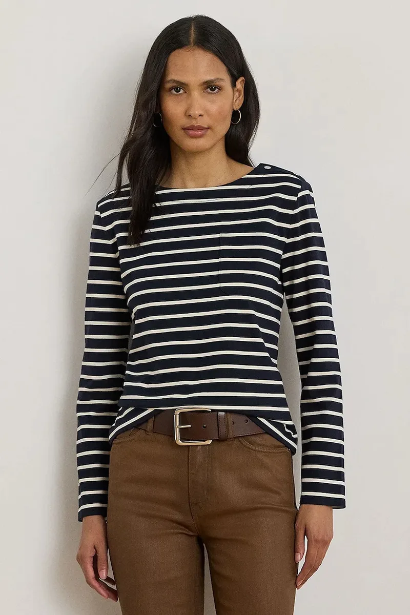 Βαμβακερή μπλούζα με μακριά μανίκια Lauren Ralph Lauren