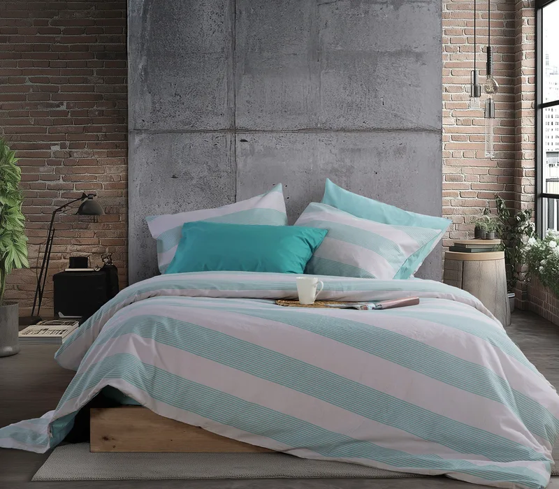 Σετ Σεντόνια Υπέρδιπλα 4 Τεμαχίων Nef-Nef Casual Stripe Petrol 240x270