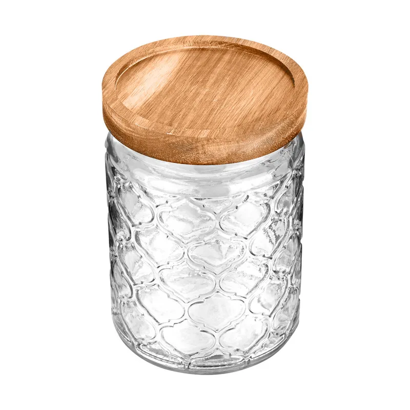 ESTIA ΔΟΧΕΙΟ ΑΠΟΘΗΚΕΥΣΗΣ ACACIA ΓΥΑΛΙΝΟ 700ml 14x10cm ΑΝΑΓΛΥΦΟ 23607