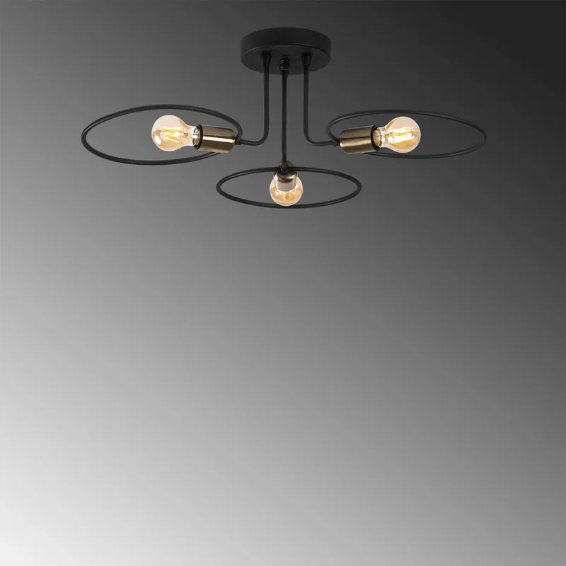 Φωτιστικό Οροφής Τρίφωτο A-G Circle 584TTM1294 Black