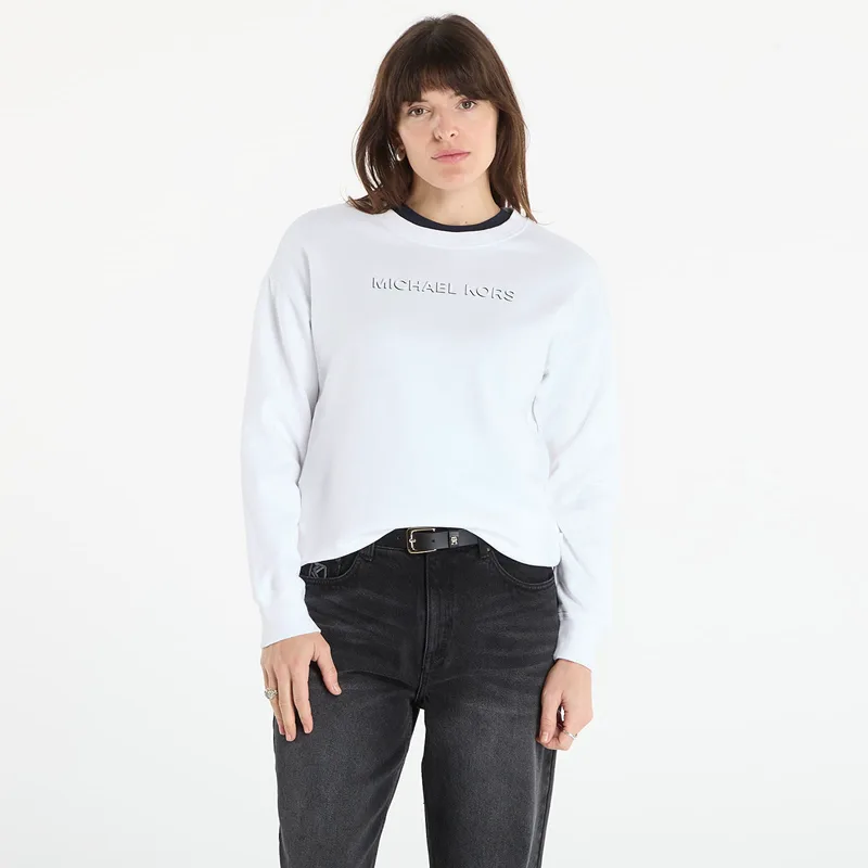 Φούτερ Michael Kors Mk Shdw Embssed Logo Crew White M