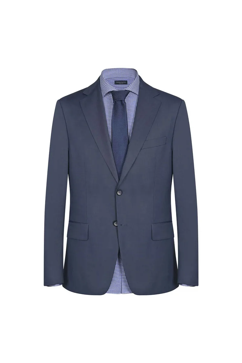 Prince Oliver ανδρικό σακάκι μονόχρωμο Modern Fit - 11989043 Μπλε