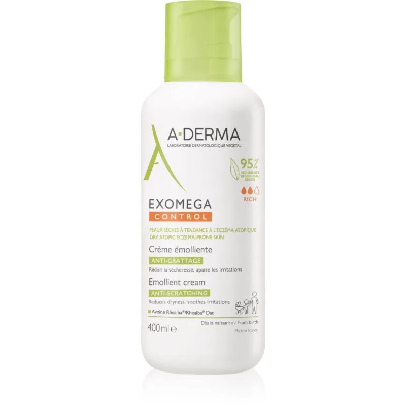 A-Derma Exomega Control Emollient Cream Κρέμα σώματος για πολύ ξηρό ευαίσθητο και ατοπικό δέρμα 400 ml