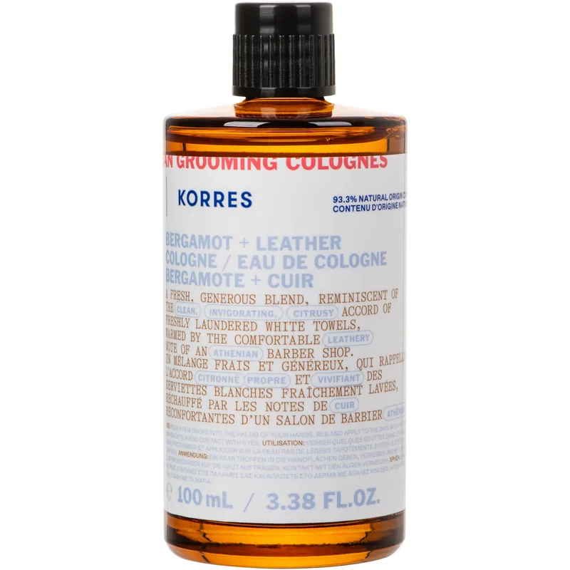 Korres Athenian Grooming Bergamot & Leather Eau de Cologne Ανδρικό Άρωμα με Νότες Περγαμόντο, Δέρμα & Εσπεριδοειδή 100ml