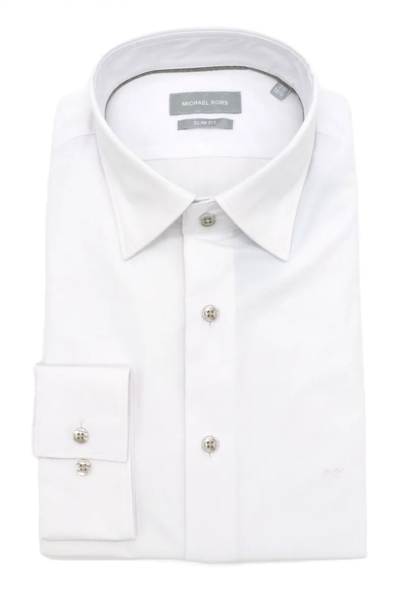 MICHAEL KORS ΠΟΥΚΑΜΙΣΟ SLIM FIT PERFORMANCE STRETCH ΛΕΥΚΟ