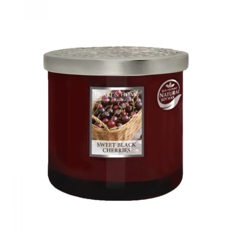 Αρωματικό κερί 220gr με 2 φιτίλια Heart & Home - Γλυκά μαυροκέρασα