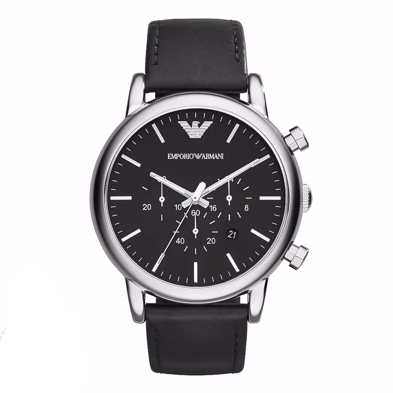 EMPORIO ARMANI Classic Black Leather Chronograph AR1828