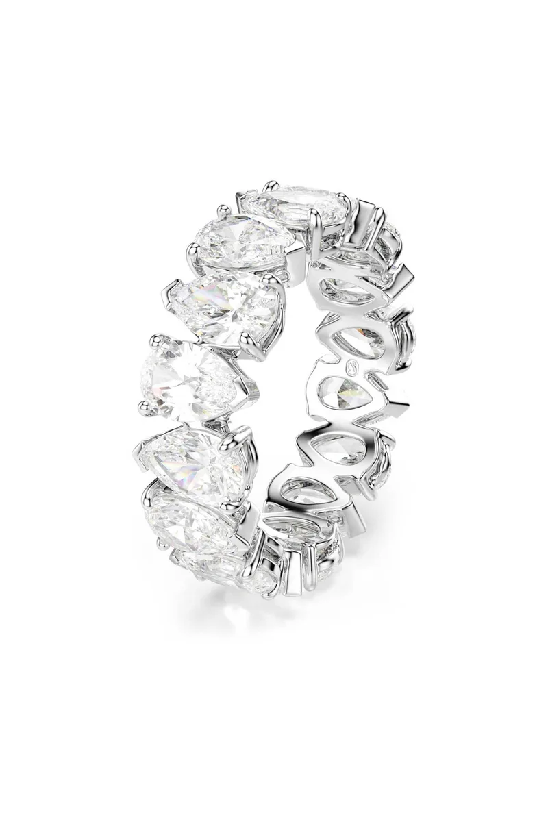 Swarovski γυναικείο δαχτυλίδι κοπή pear, λευκό, φινίρισμα σε ασημένιο τόνο "Matrix Vittore" (58) - 5689472